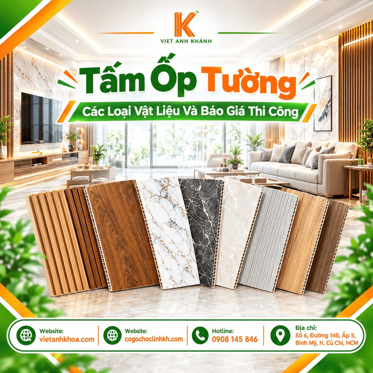 Tấm Ốp Tường – Các Loại Vật Liệu, Ứng Dụng Và Báo Giá Thi Công