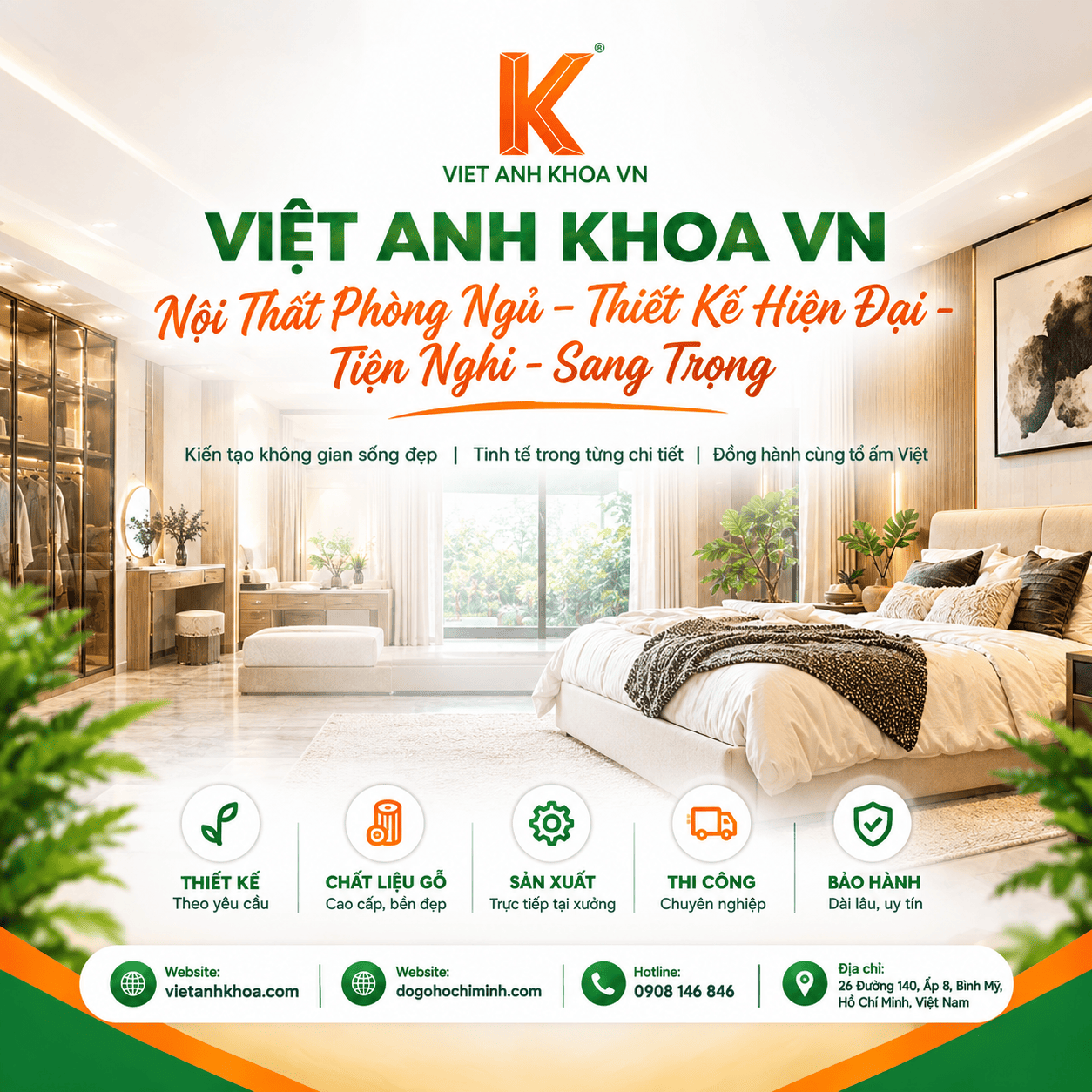 Nội Thất Phòng Ngủ  – Thiết Kế Hiện Đại - Tiện Nghi - Sang Trọng