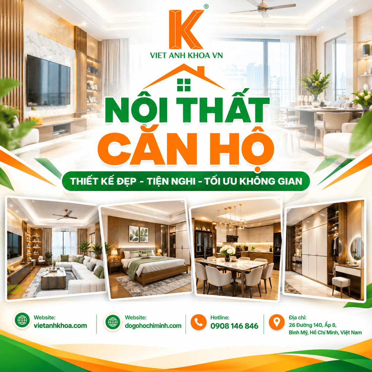 Nội Thất Căn Hộ - Thiết Kế Đẹp - Tiện Nghi - Tối Ưu Không Gian