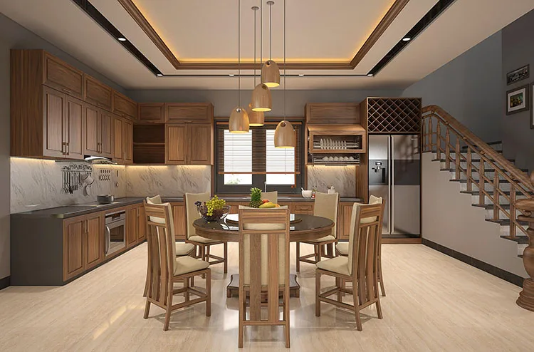 Mẫu thiết kế nội thất phòng bếp biệt thự sang trọng 500m2